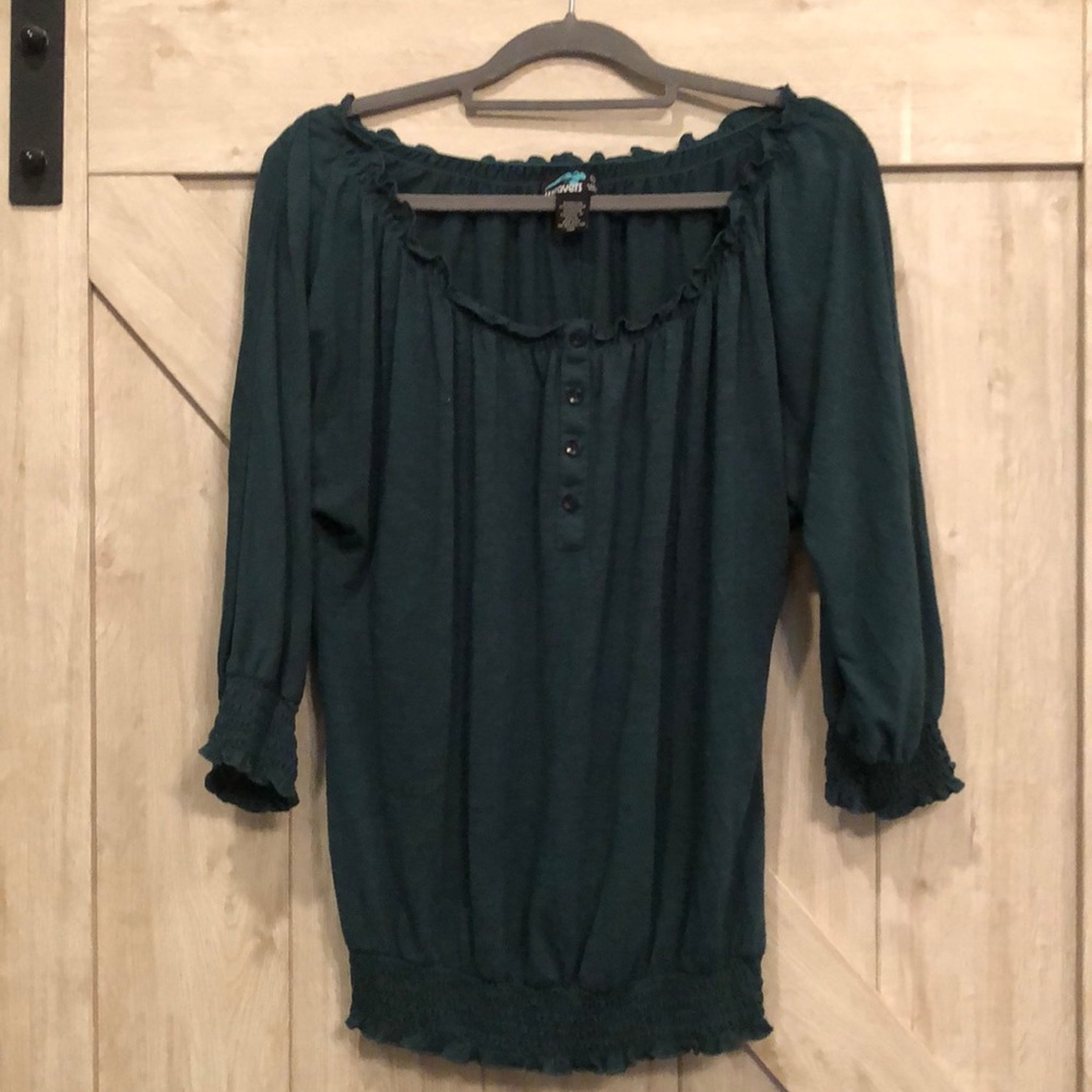 Dark green 3/4 sleeve blouse